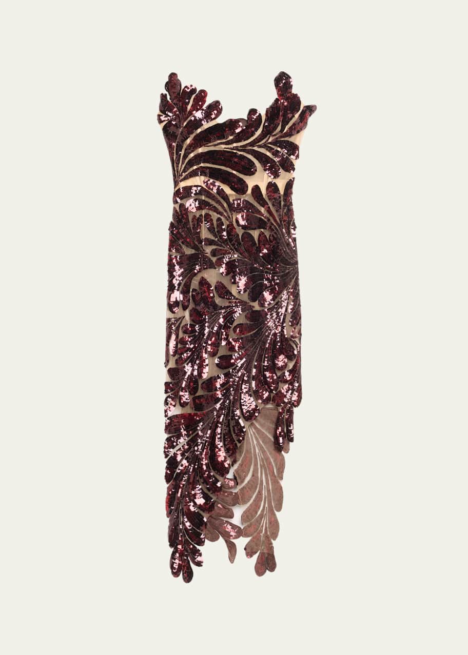 fern embroidered dress Fern Embroidered Illusion Cocktail Dress