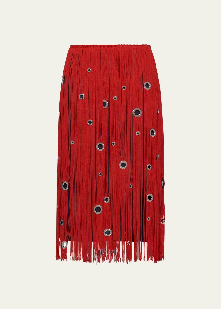 Prada Fringe Grommet Midi Skirt - Bergdorf Goodman
