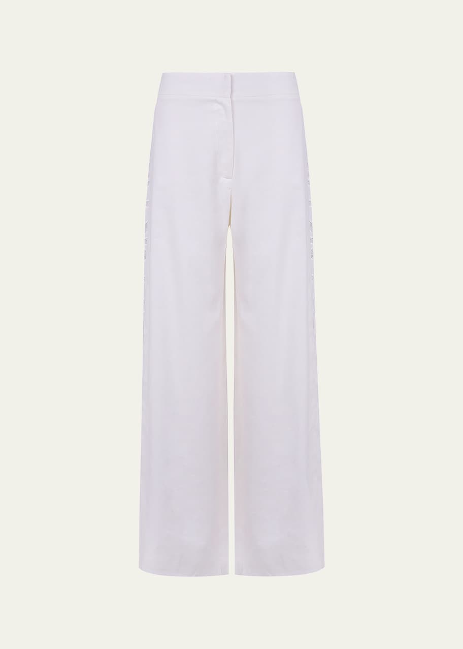 Image 1 of 1: Solid Bree Geometric Embroidered Pants