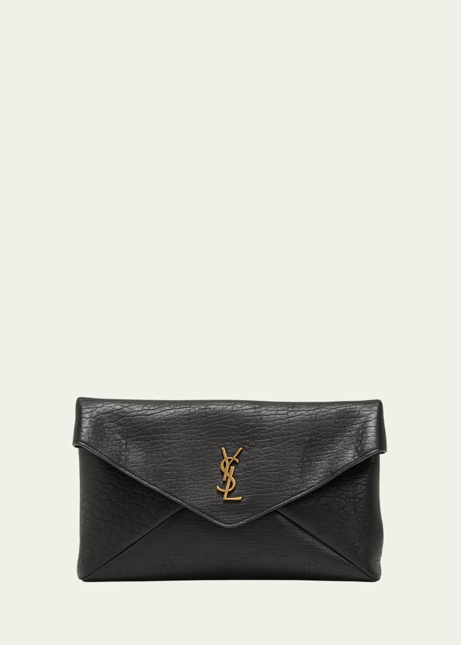 Image 1 of 1: Large YSL Envelope Pouch Clutch Bag in Leather