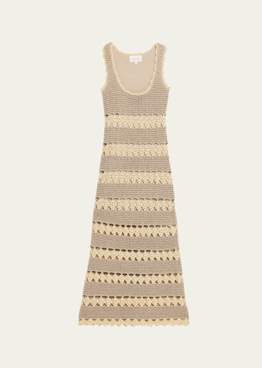 Image 1 of 1: Joan Metallic Crochet Sleeveless Midi Sheath Dress