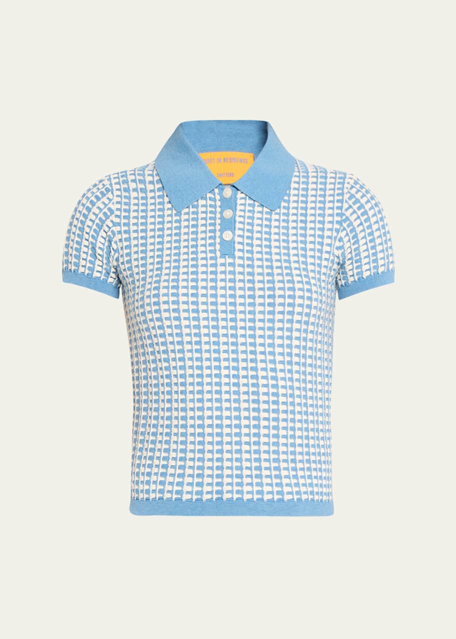Guest in Residence Cotton Gingham Shrunken Short-Sleeve Polo