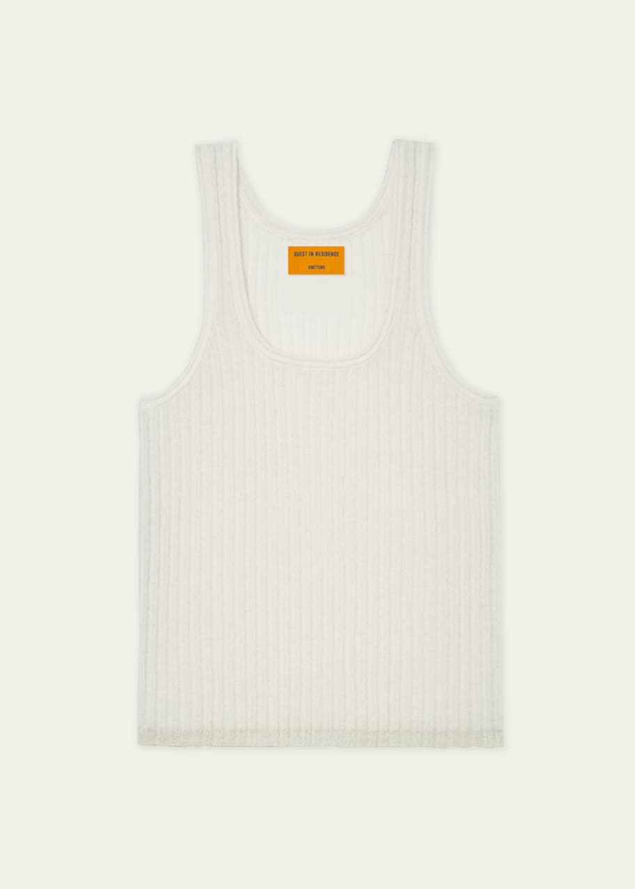 Image 1 of 1: Wool Cashmere Ribbed Tank Top