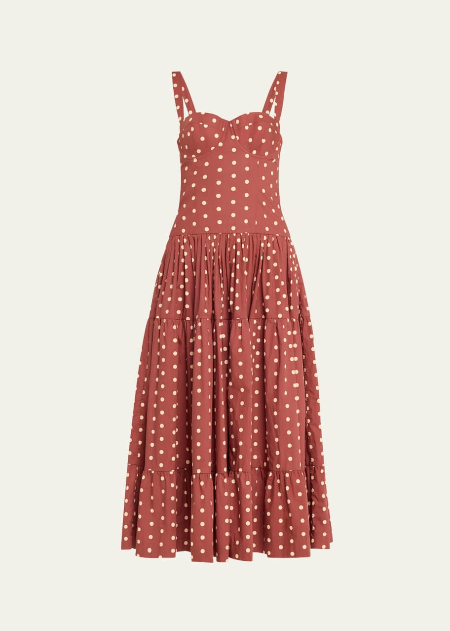 Cara Cara Santiago Bustier Tiered Floral Poplin Midi Dress - Bergdorf  Goodman