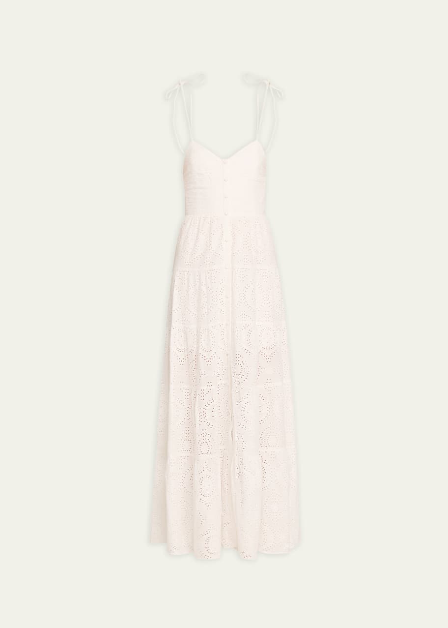 Image 1 of 1: Shantella Embroidered Voile Tiered Maxi Dress