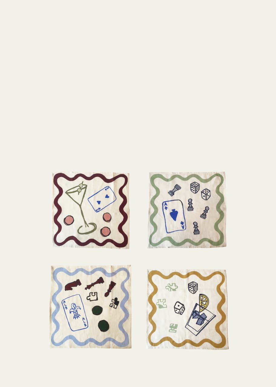 Image 1 of 1: Graphic Linen Napkins, Set of 4