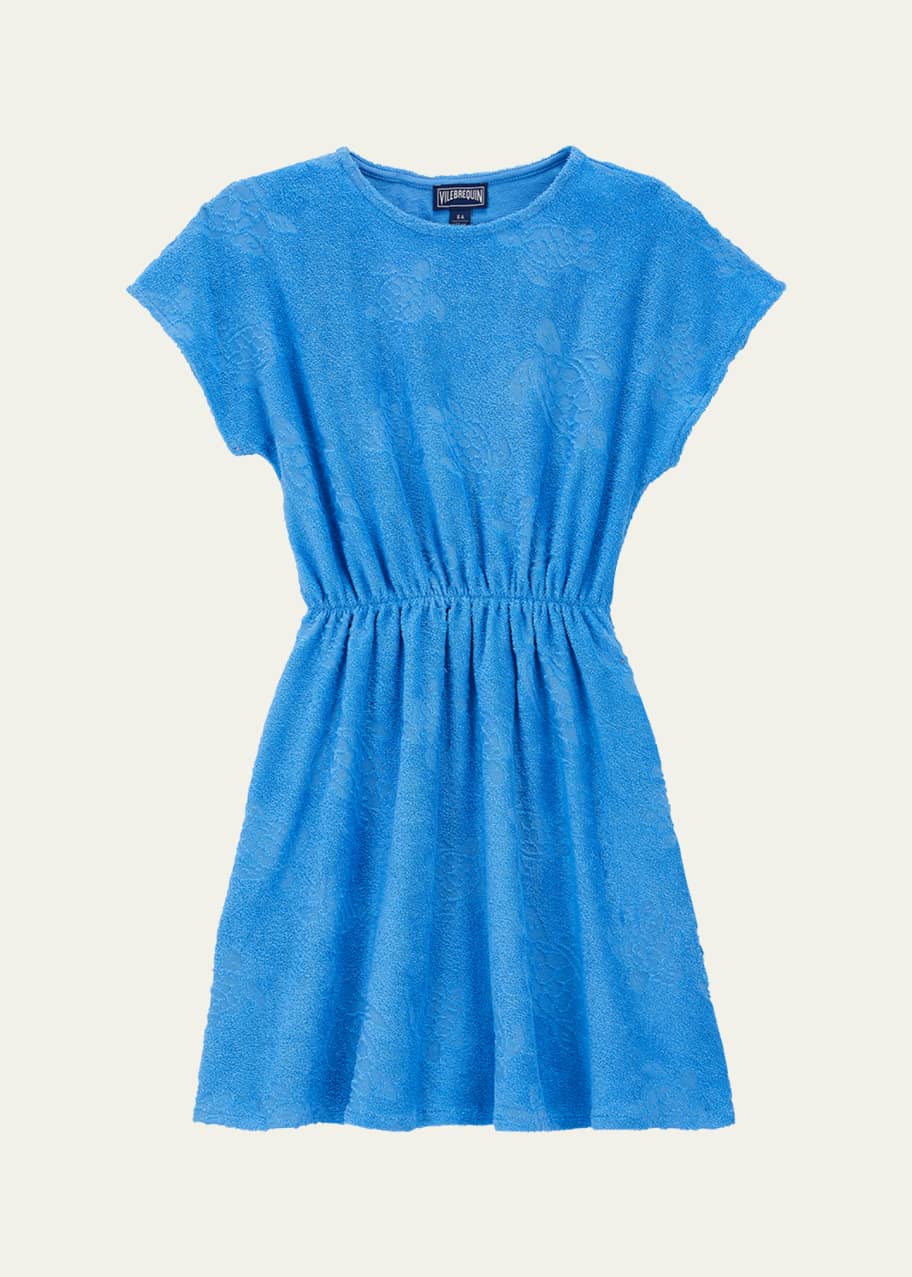 Image 1 of 1: Girl's Embroidered Turtle Dress, Size 2-14