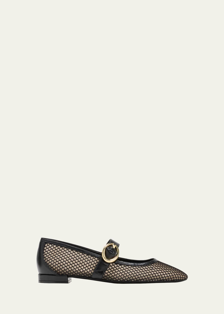 Stuart Weitzman Arabella Mesh Mary Jane Ballerina Flats