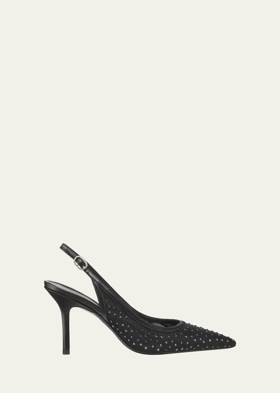 Image 1 of 1: Emilia Crystal Mesh Slingback Pumps