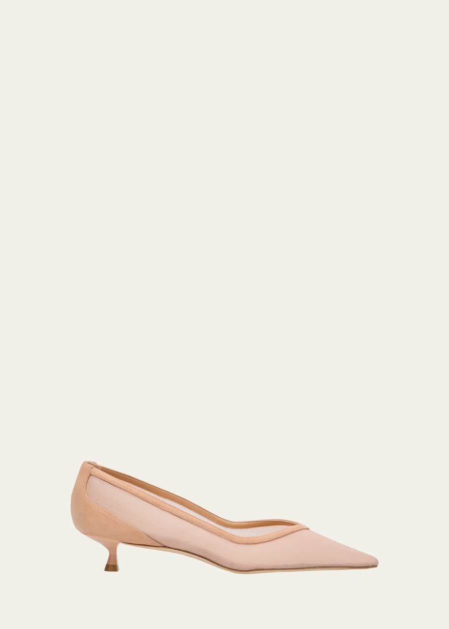 Image 1 of 1: Eva Mesh Kitten-Heel Pumps
