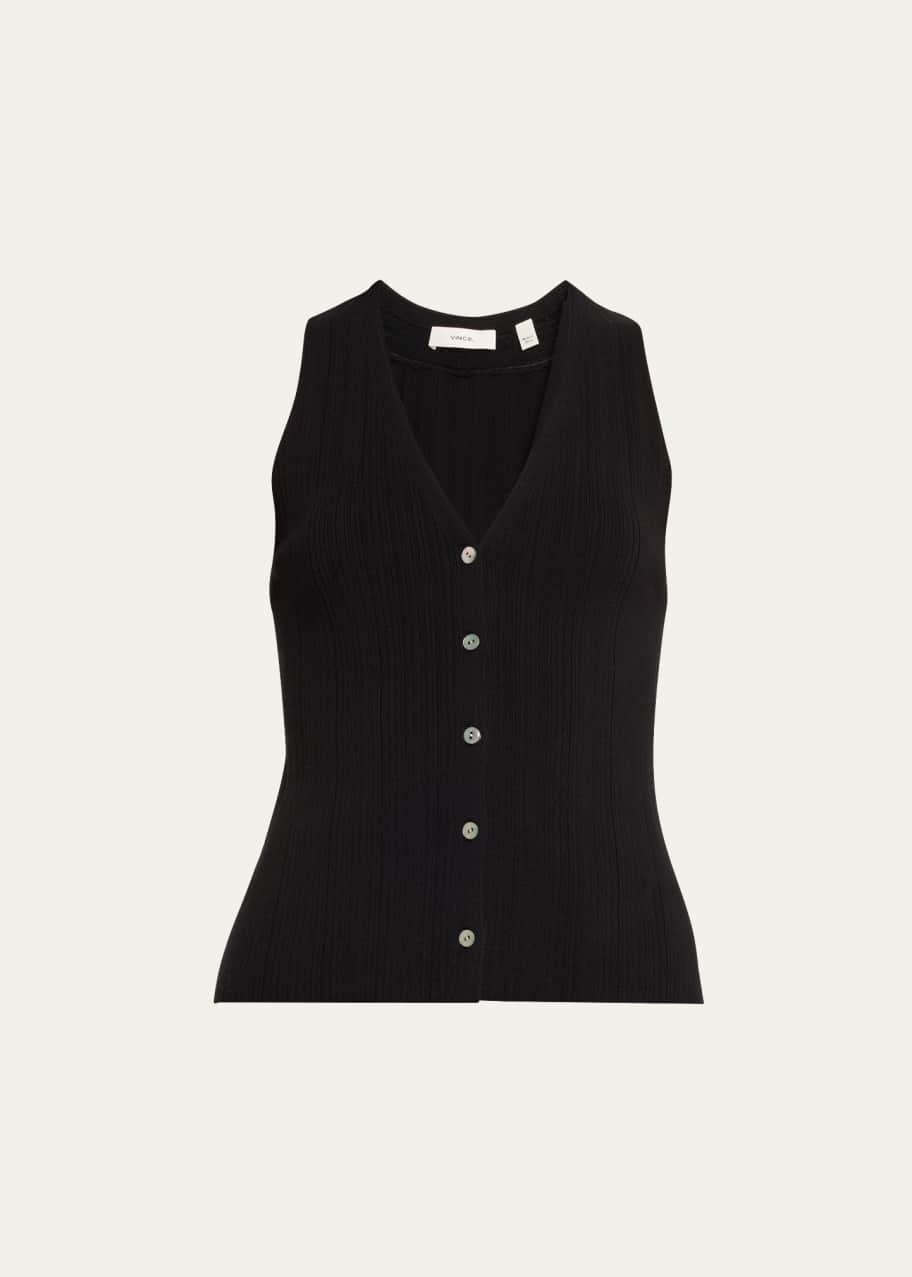 Image 1 of 1: Button-Front Knit Tank Top