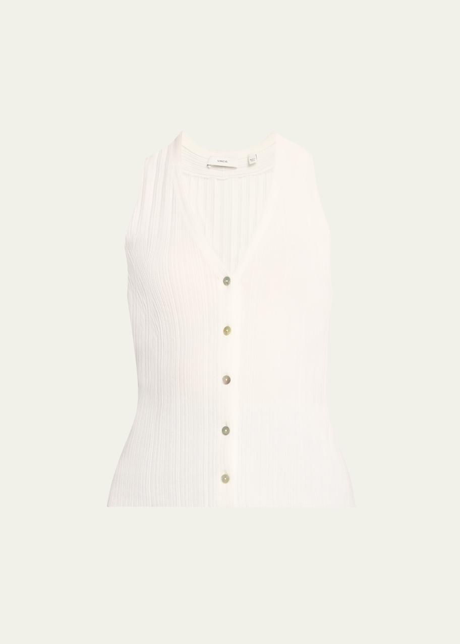 Spring Summer Fashion Vest Kalamet Women's Sweater Vest - V Neck Button Front Knit Waistcoat For Spring/Summer Fashion Minimalist Sweater Vest