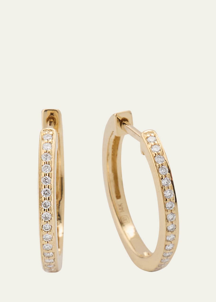 Image 1 of 1: 14K Yellow Gold 12mm Pave Huggie Earrings with Diamonds