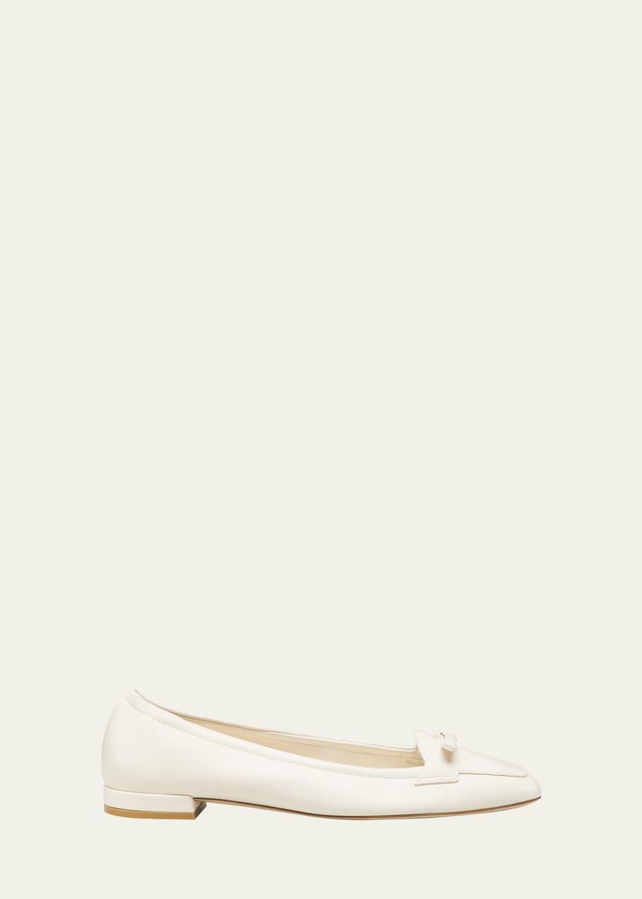 Image 1 of 1: Tully Leather Bow Ballerina Loafers