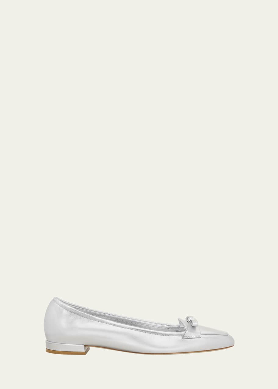 Image 1 of 1: Tully Metallic Bow Ballerina Loafers