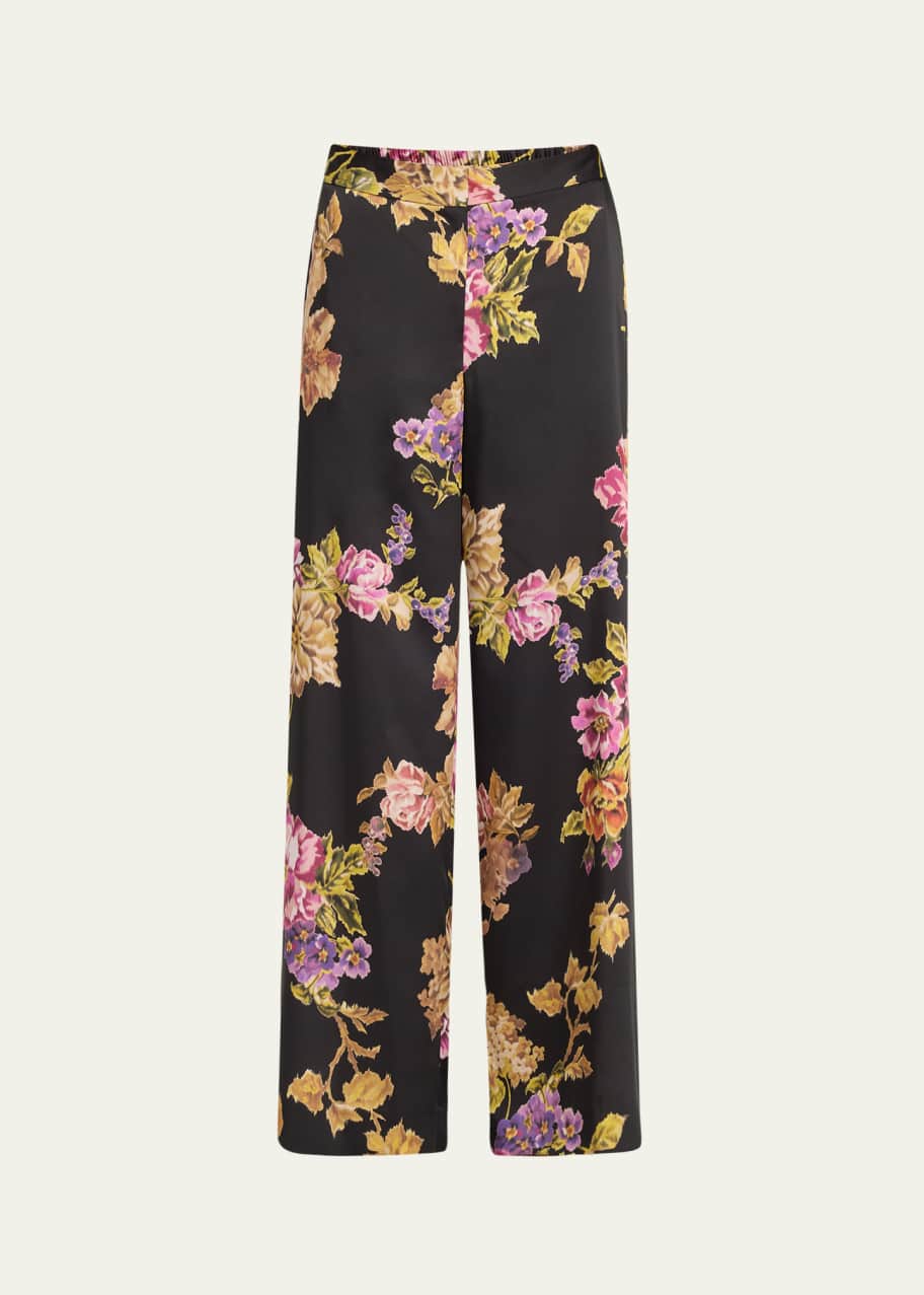 Image 1 of 1: Isaiah Floral-Print Straight-Leg Pants