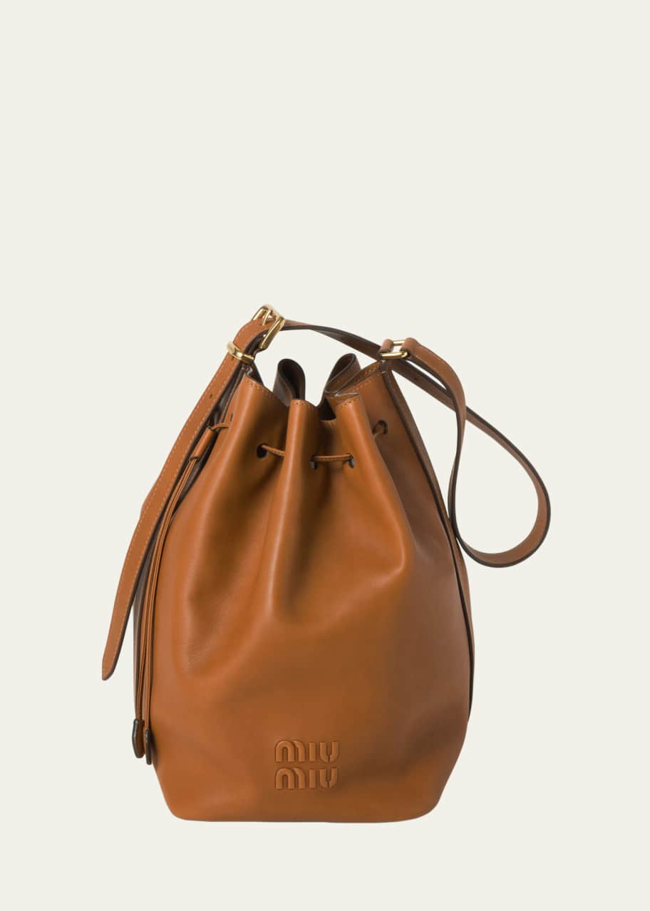【MIU MIU】LOGO LEATHER BUCKET BAG Miu Miu Logo leather bucket bag Miu Miu