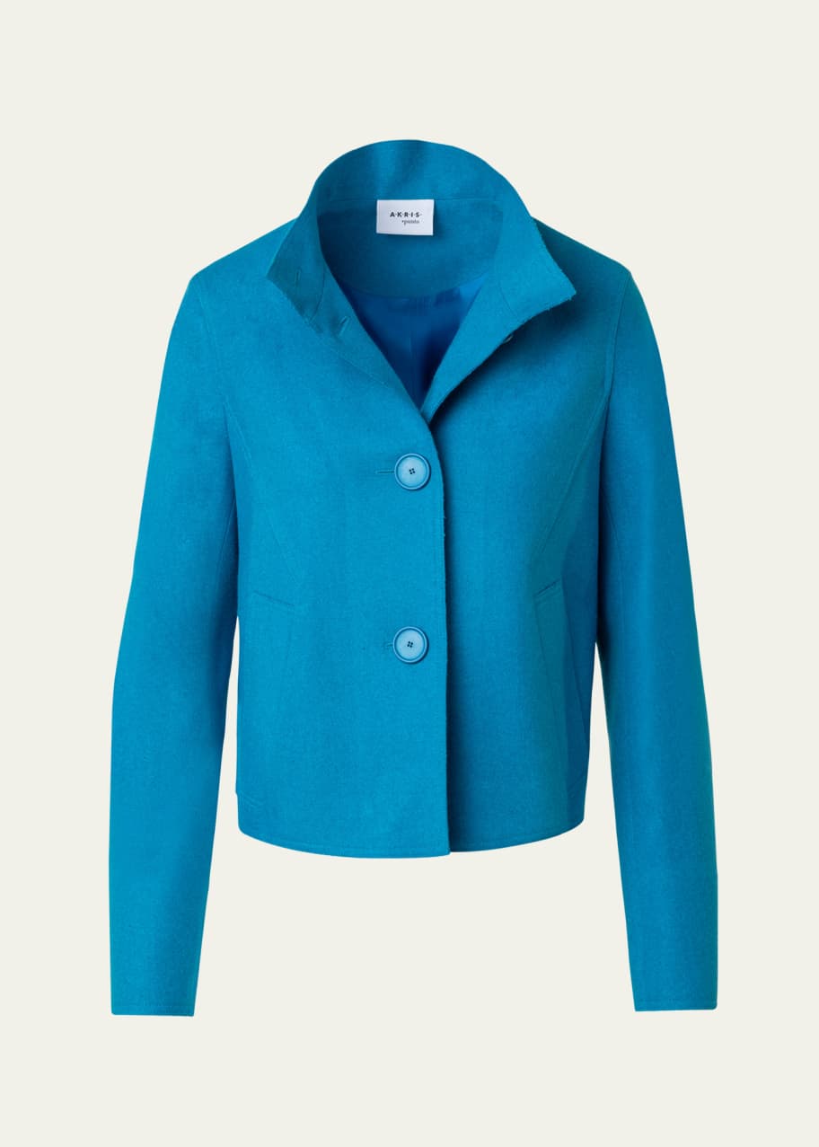 Image 1 of 1: Cashmere-Blend Raw Cut Short Jacket