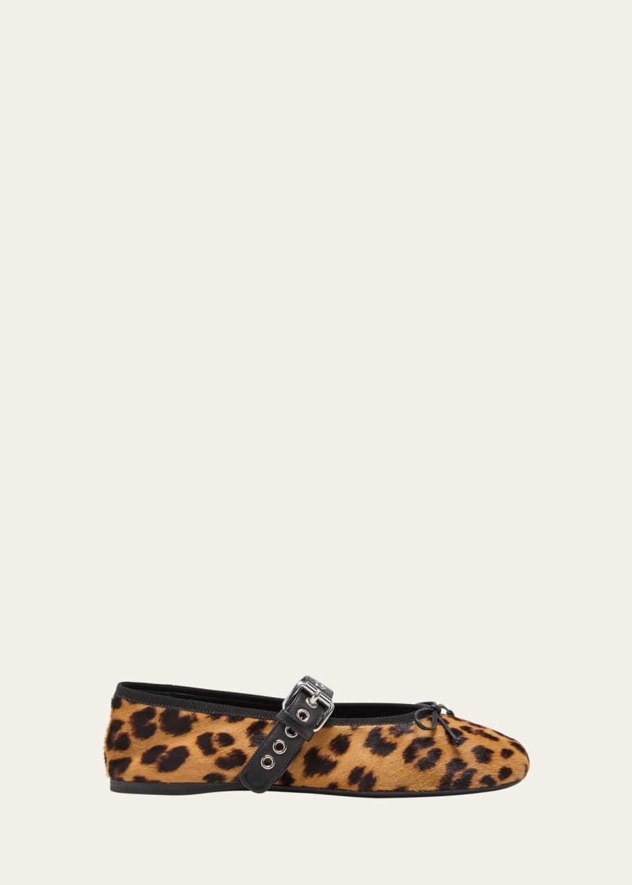 Image 1 of 1: Leopard Mary Jane Ballerina Flats