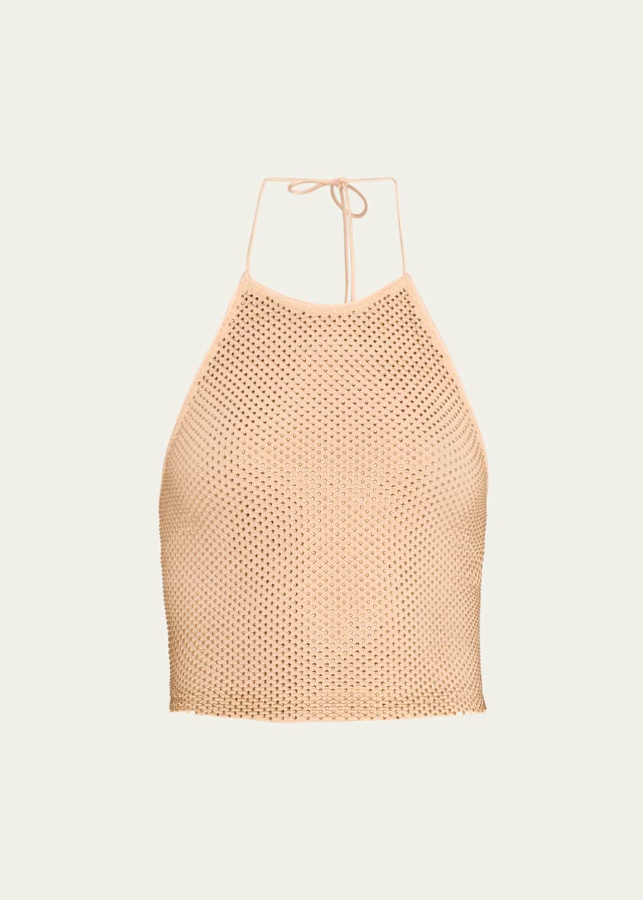 Image 1 of 1: Jaymee Crystal Cropped Halter Top