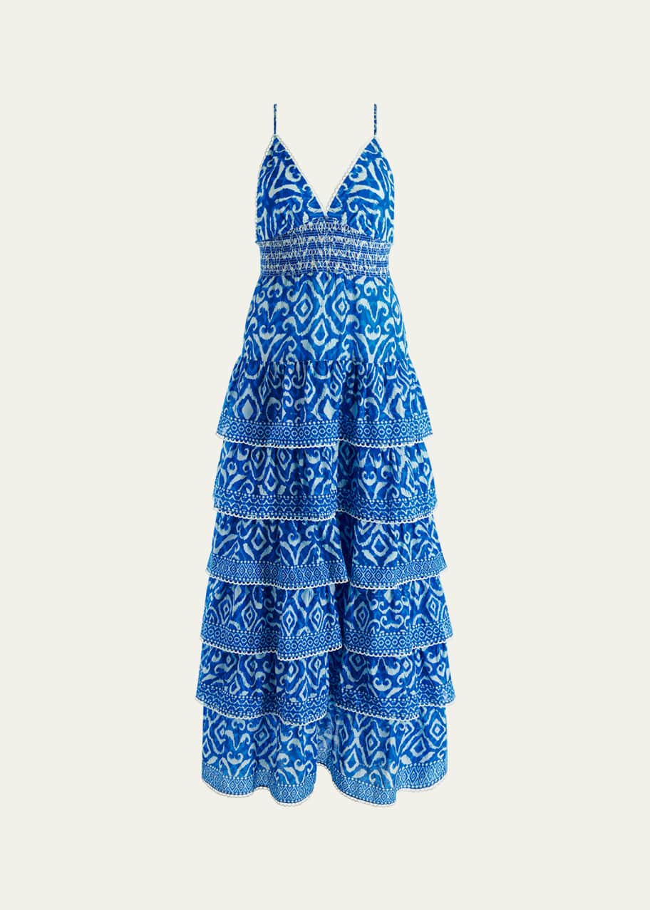chinese dress ladies Olivia 100% Cotton Maxi Dress in Light Blue