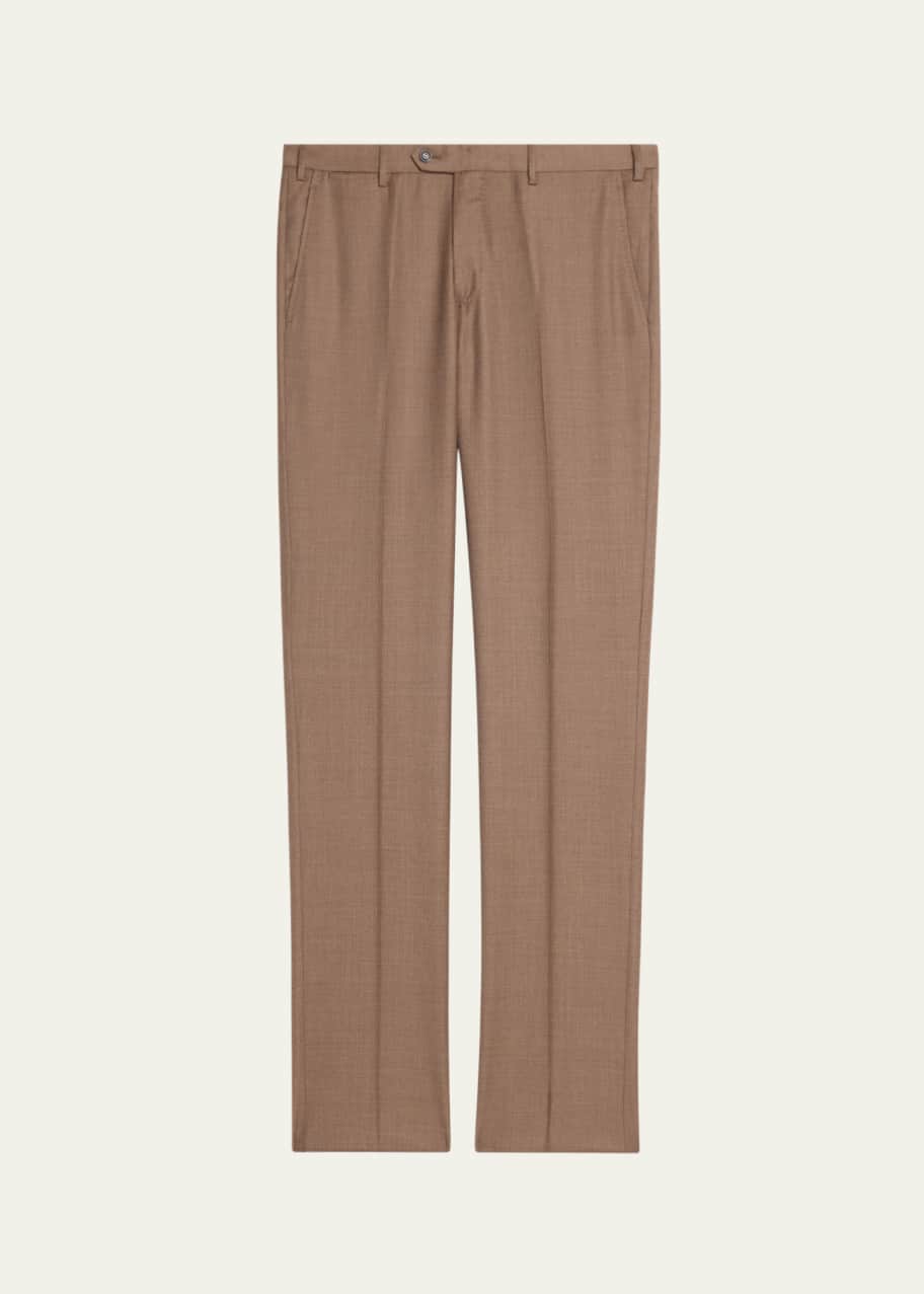 Image 1 of 1: Men's Flat-Front Wool Trousers