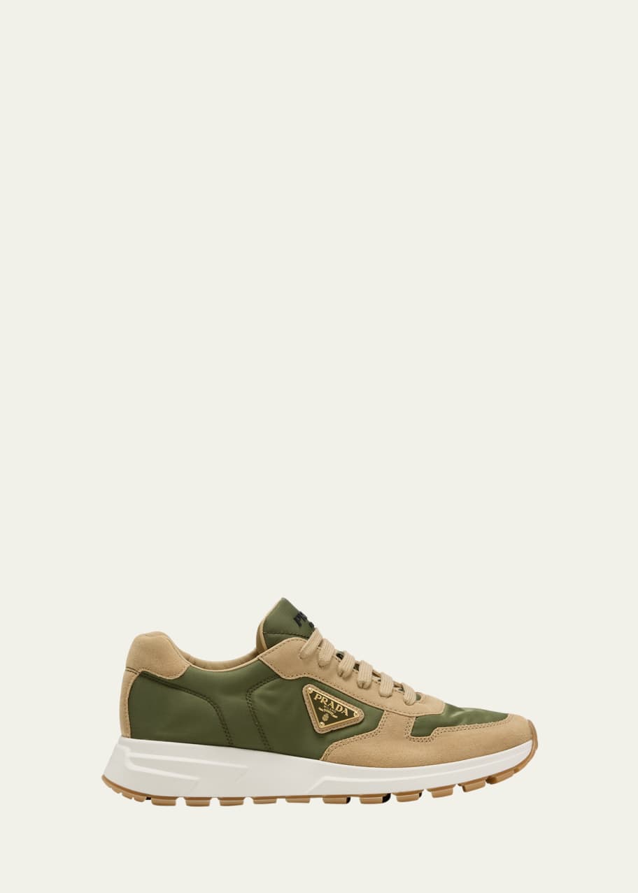 Prada Men's Prax 01 Delave Suede and Re-Nylon Sneakers