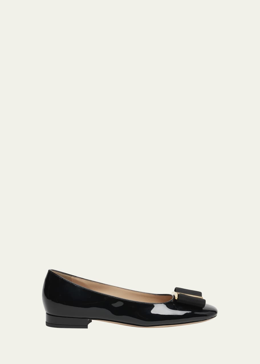 Image 1 of 1: Patent Bow Ballerina Flats