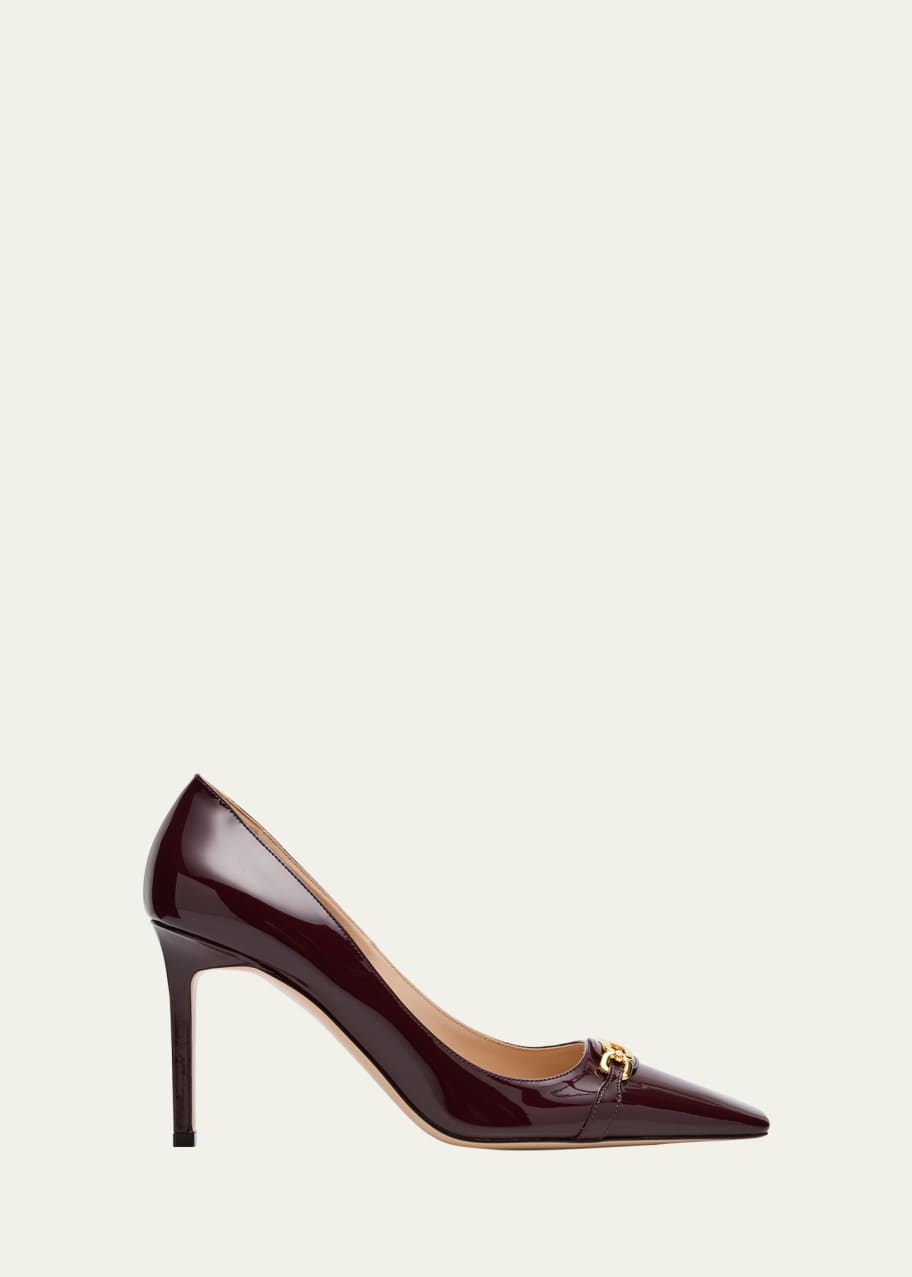 Image 1 of 1: Whitney Patent Chain Stiletto Pumps