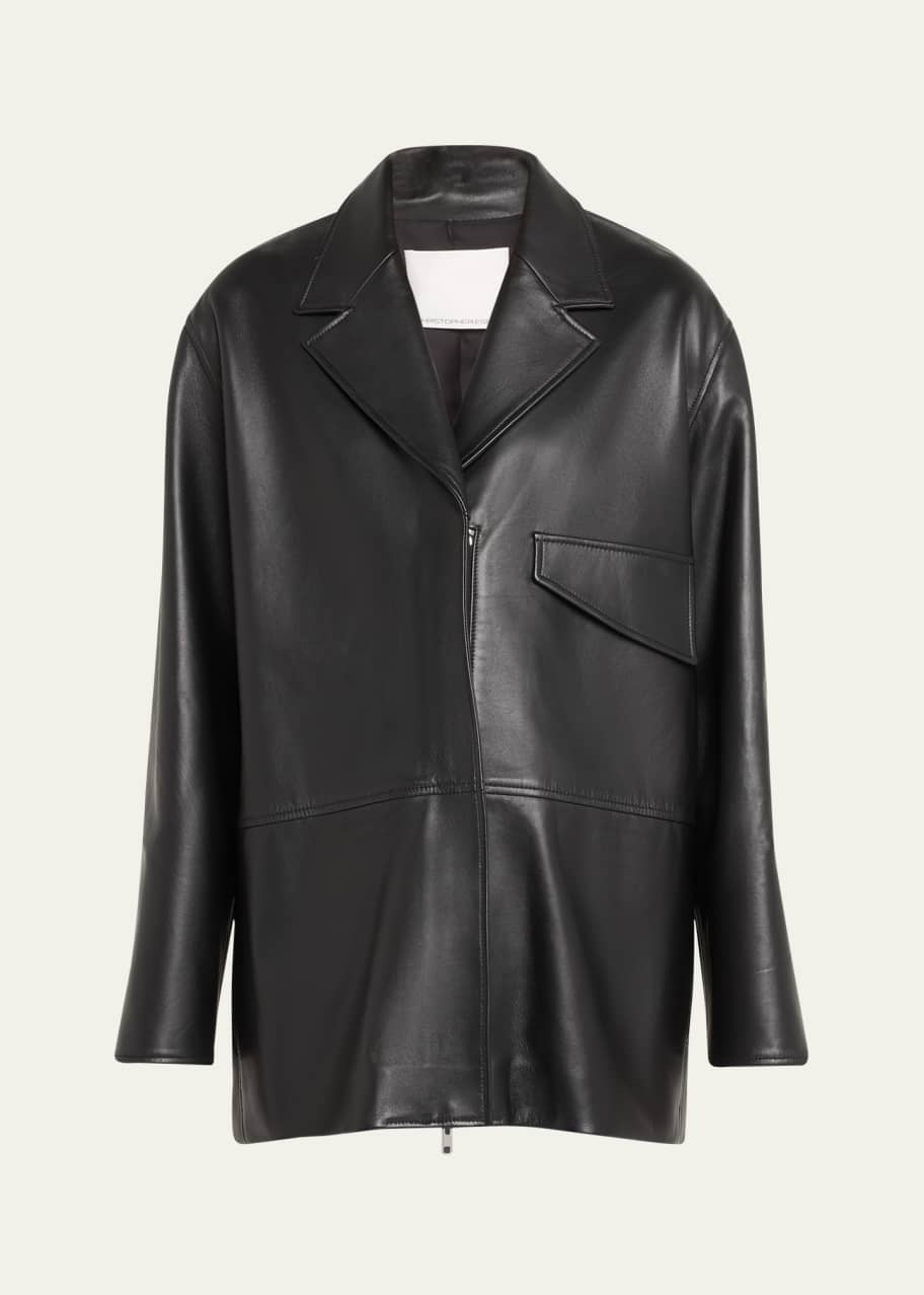 Image 1 of 1: Charli Leather Zip-Front Jacket