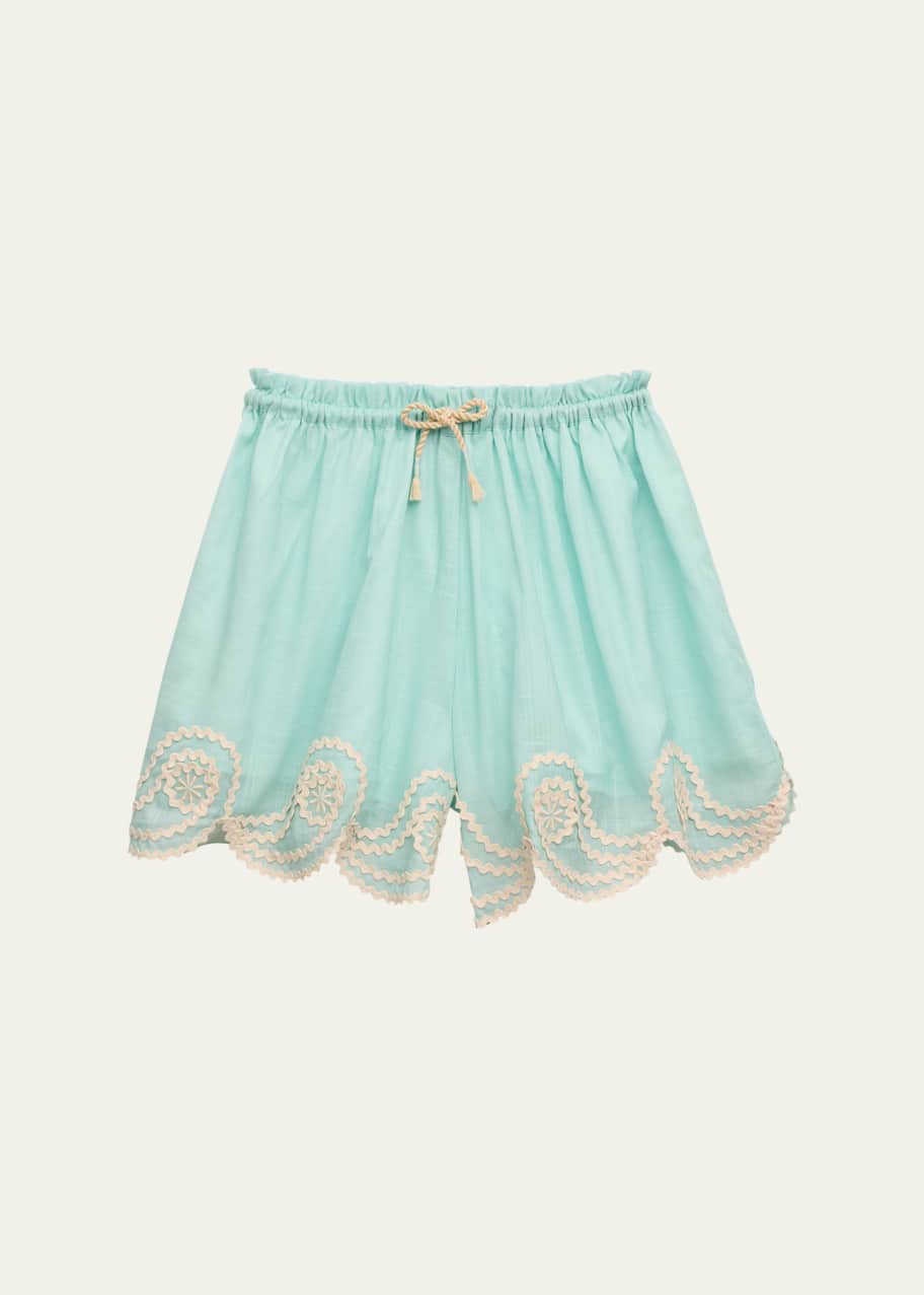 Zimmermann Girls Cascadian Ric Rac Shorts in Blue