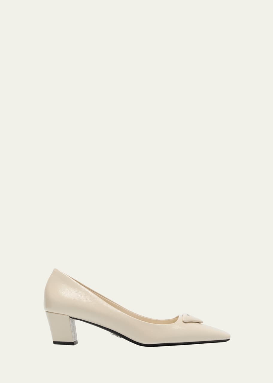 Image 1 of 1: Vernice Calfskin Square-Toe Ballerina Pumps