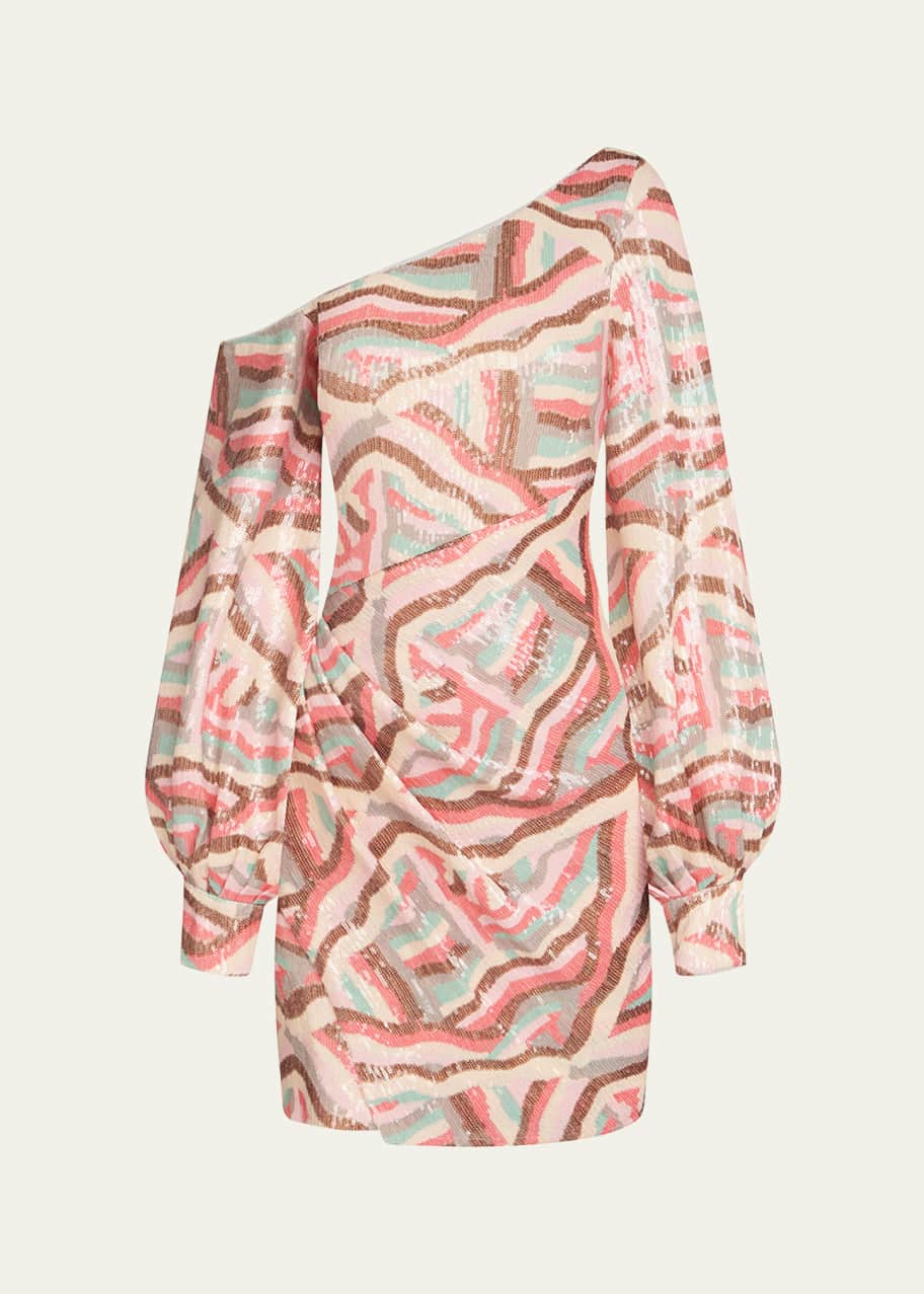 halston one shoulder mini dress Laure Crepe Mini Dress