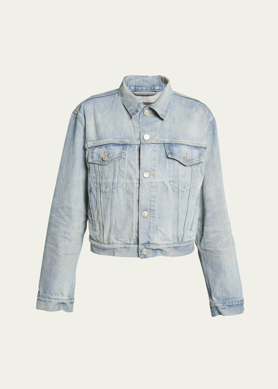 Balenciaga Logo Small Fit Denim Jacket - Bergdorf Goodman