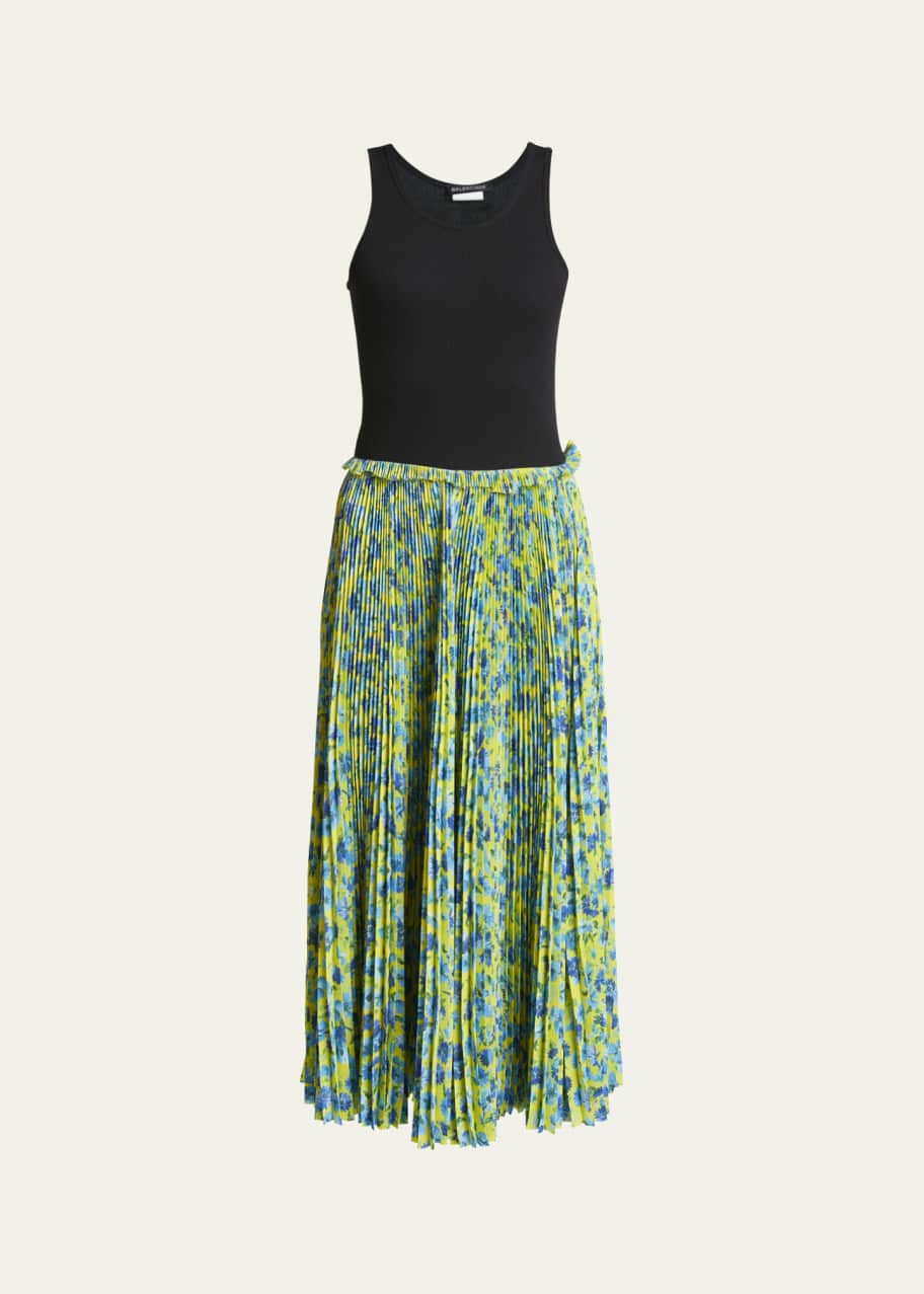 Image 1 of 1: Hybrid Tank Top Pleated Midi Dress