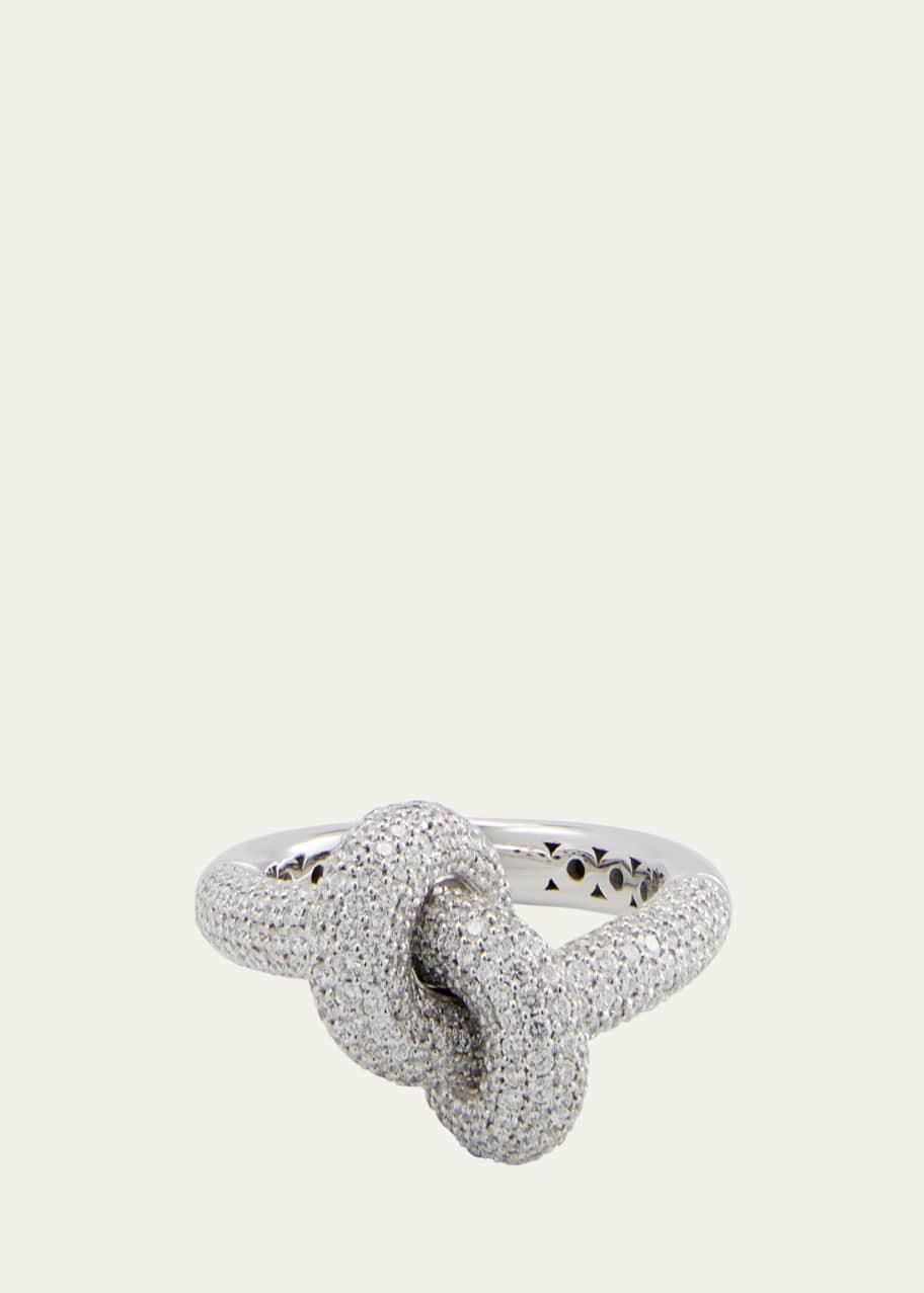 Image 1 of 1: 18k White Gold The Legacy Medium Knot Ring with Diamonds