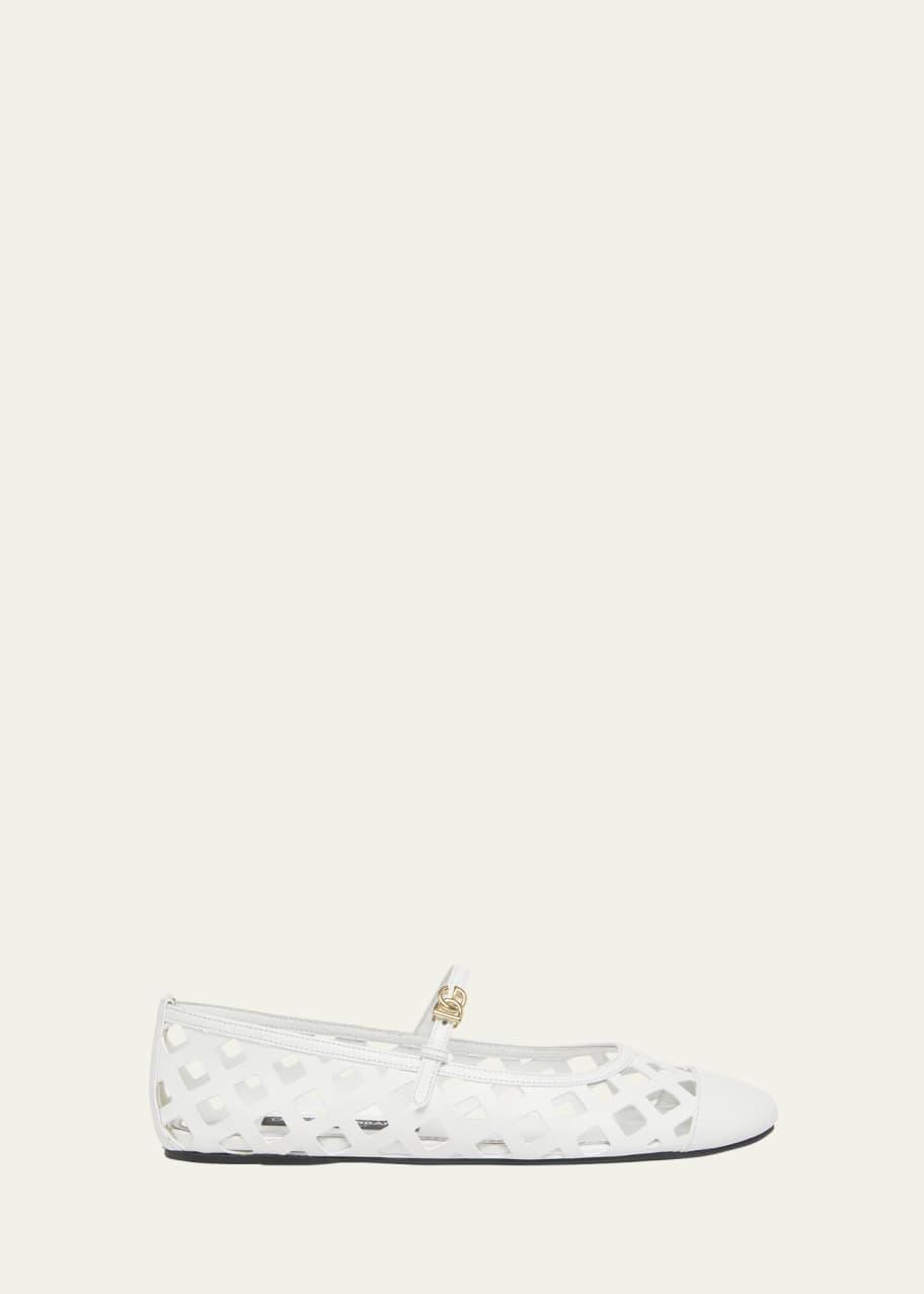 Image 1 of 1: Cutout Leather Ballerina Flats