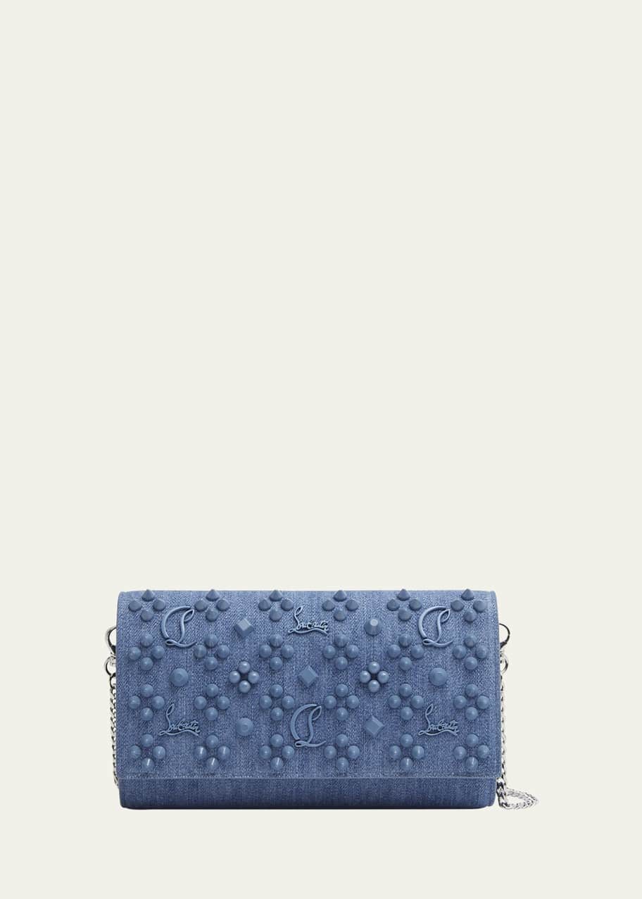 Image 1 of 1: Paloma Loubinthesky Spikes Denim Wallet on Chain