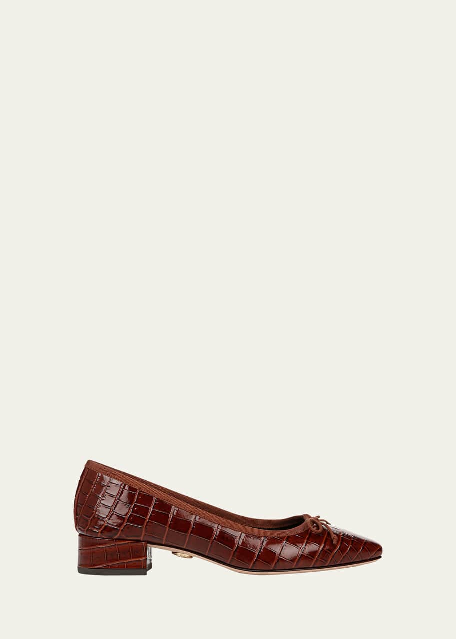 Image 1 of 1: Cecile Croco Bow Low Pumps