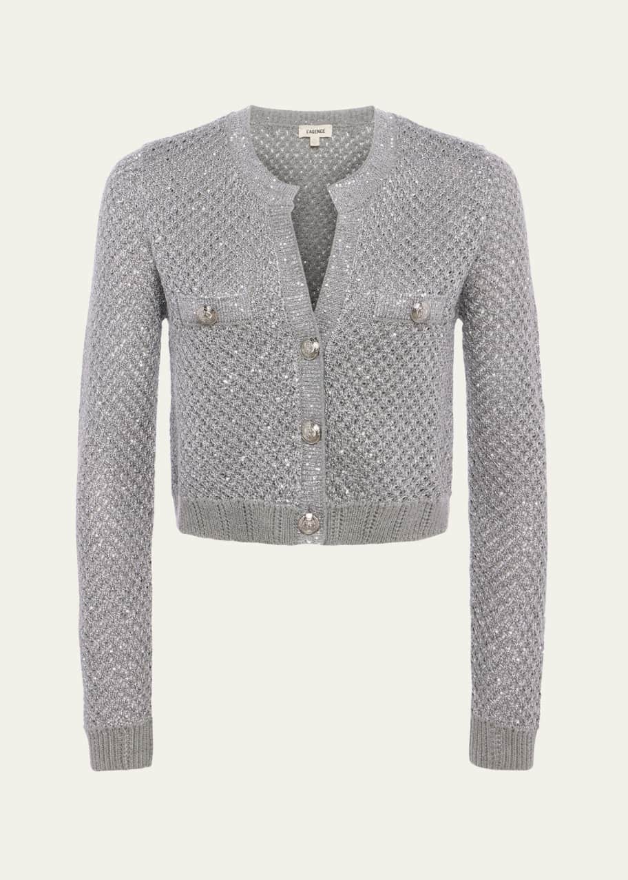 Image 1 of 1: Blanca Sequined Cropped Cardigan