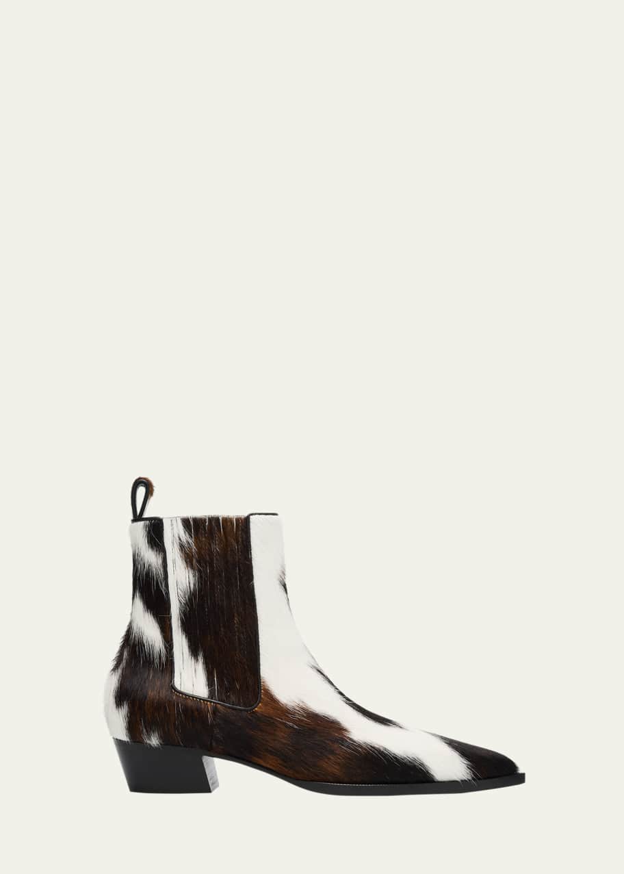 Image 1 of 1: Cheliviss Calf Hair Red Sole Ankle Boots