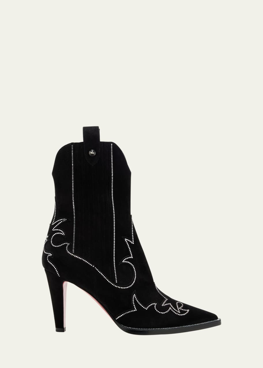 Image 1 of 1: Strass Suede Red Sole Western Booties