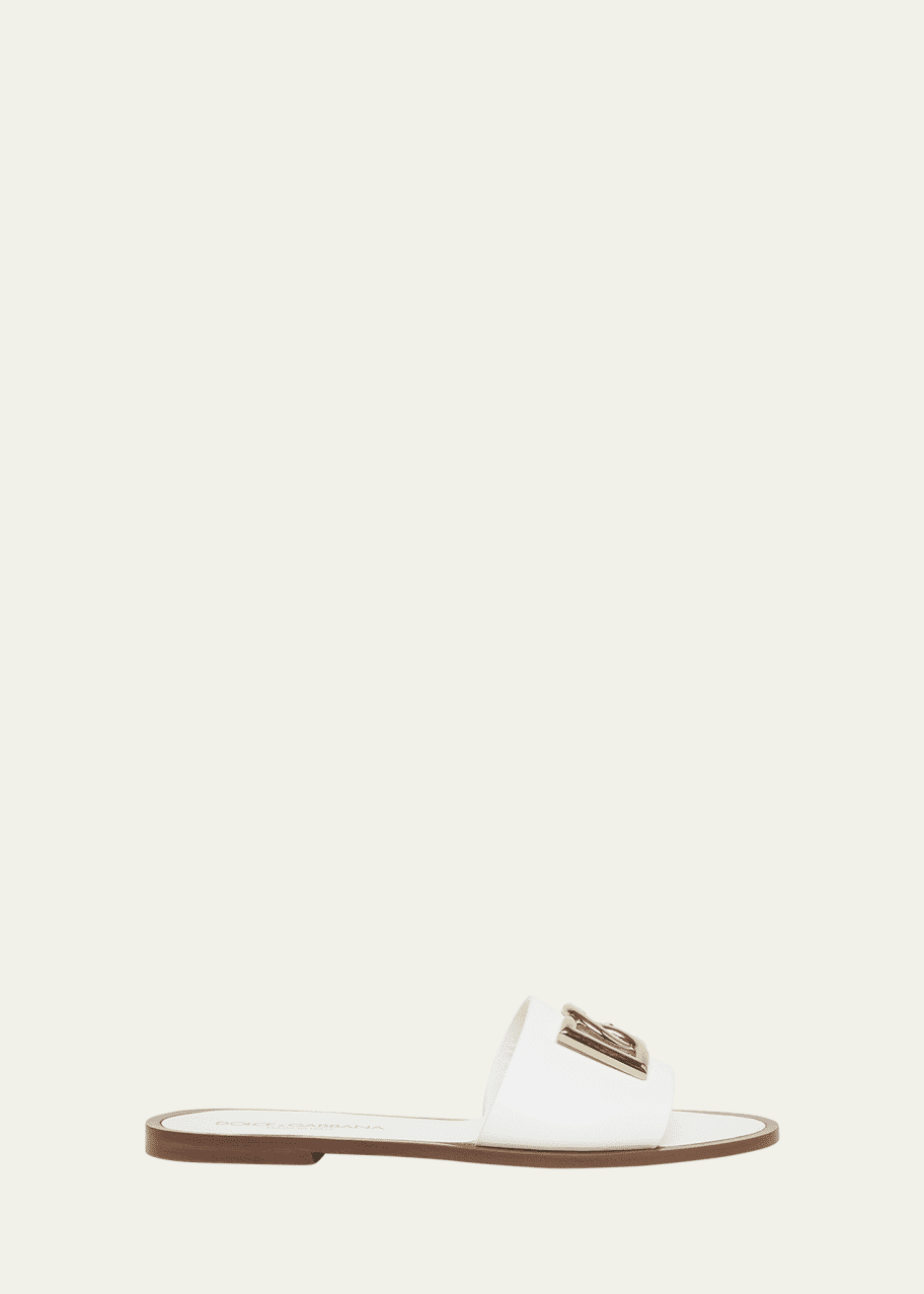 Image 1 of 1: DG Medallion Leather Flat Sandals