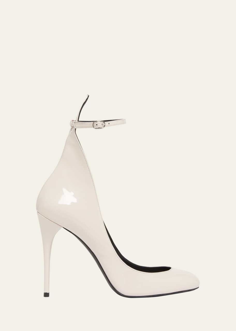 Image 1 of 1: Patent Ankle-Strap Stiletto Pumps