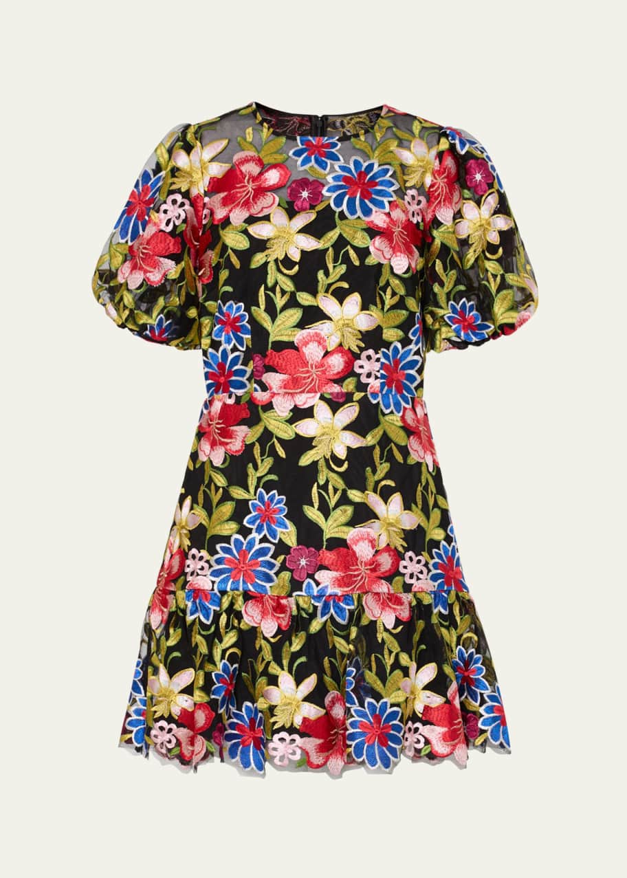 knee length dresses for ladies Chic 3D Flower Embroidered Spaghetti Strap Mini Dress