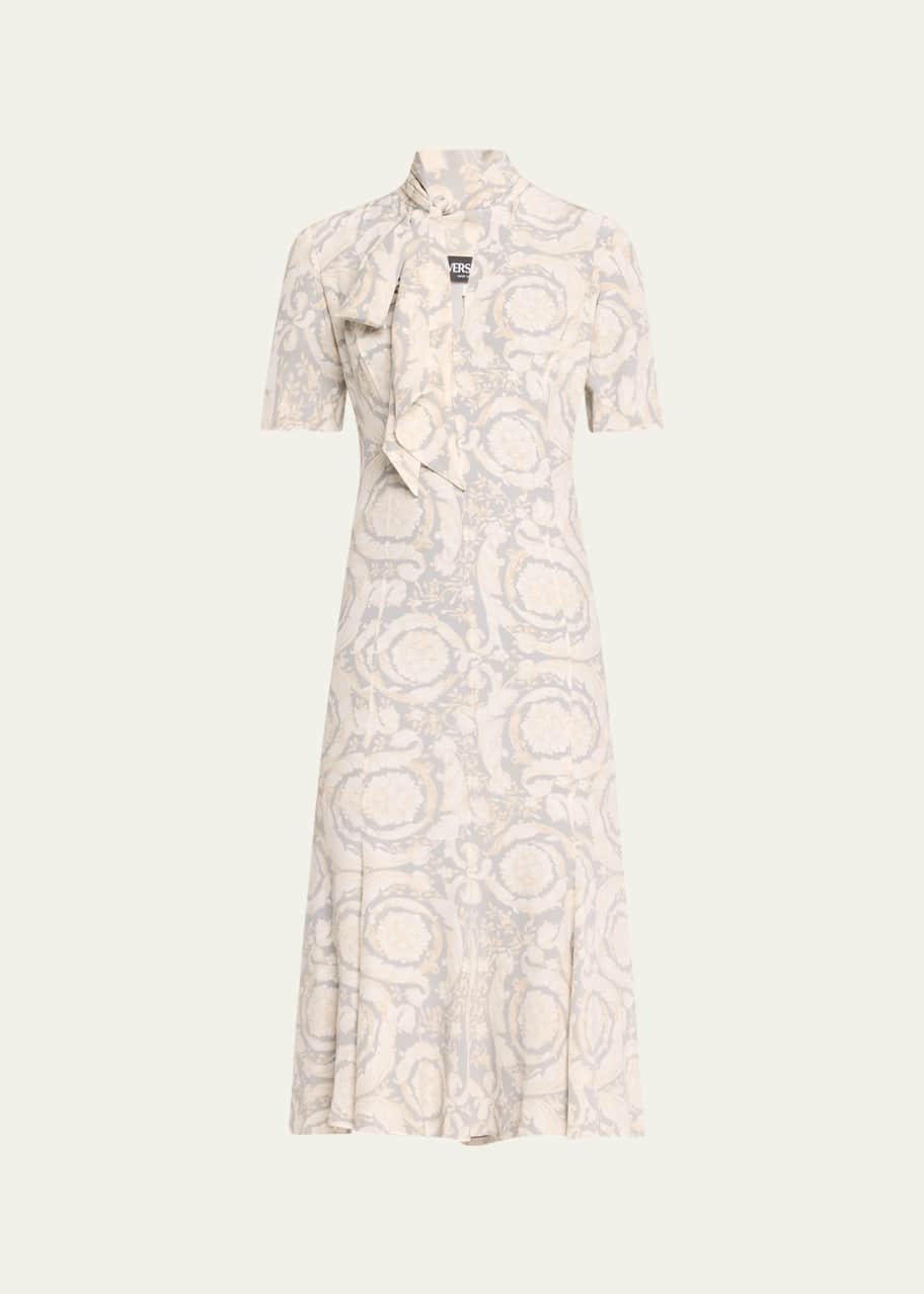 Image 1 of 1: Barocco Printed Crepe De Chine Dress