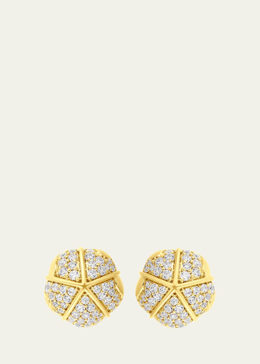 Image 1 of 1: 18K Yellow Gold Terra Nova Grande Pave Stud Earrings with White Diamonds