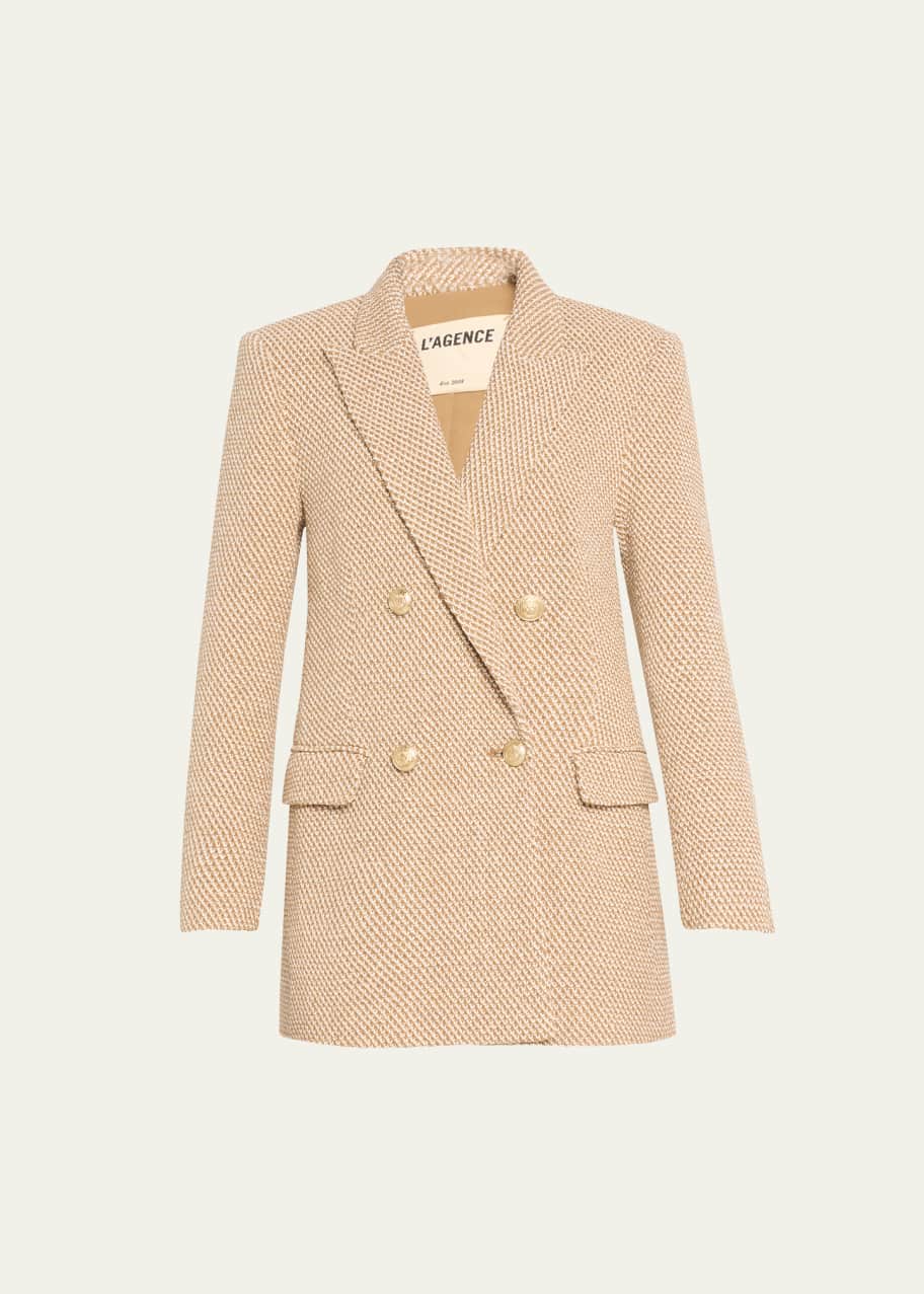 Image 1 of 1: Riva Knit Double-Breasted Blazer
