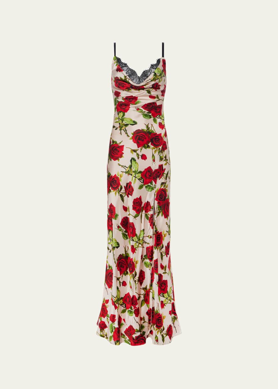 L'Agence Rose Venice Cowl-Neck Lace Gown - Bergdorf Goodman