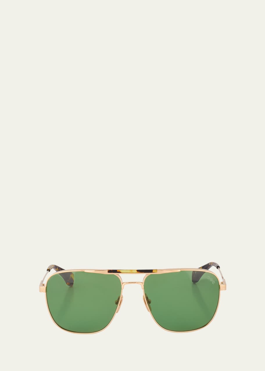 Image 1 of 1: Tortoise & Golden Titanium Aviator Sunglasses